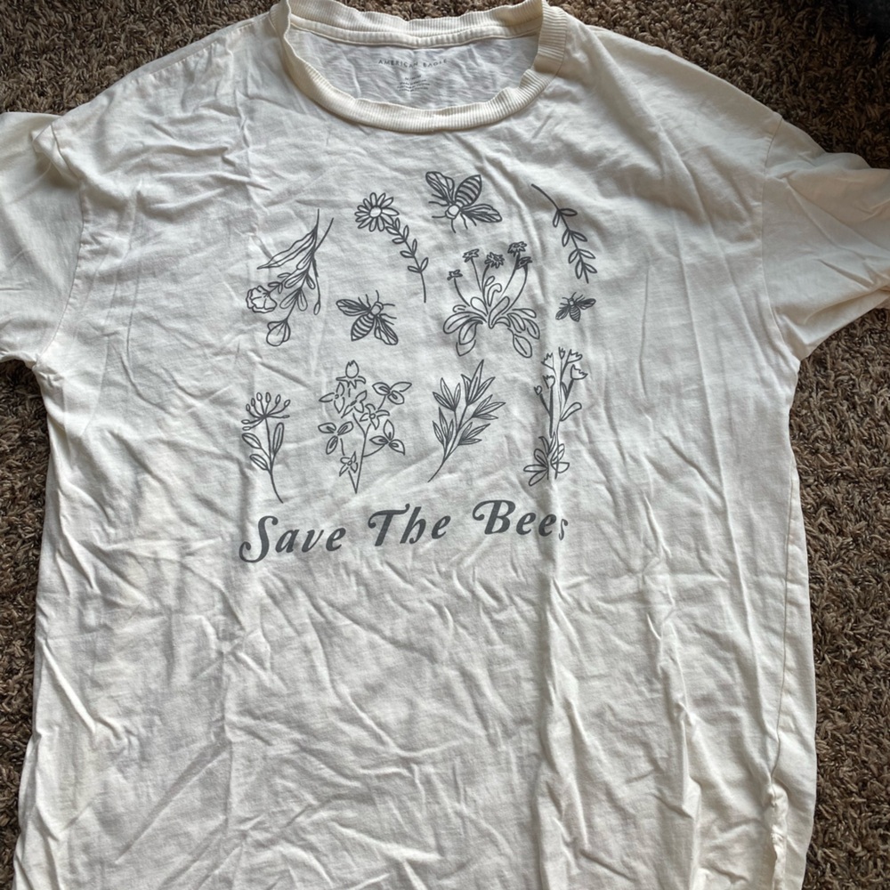 American Eagle Outfitters Cream Ribbed Tee